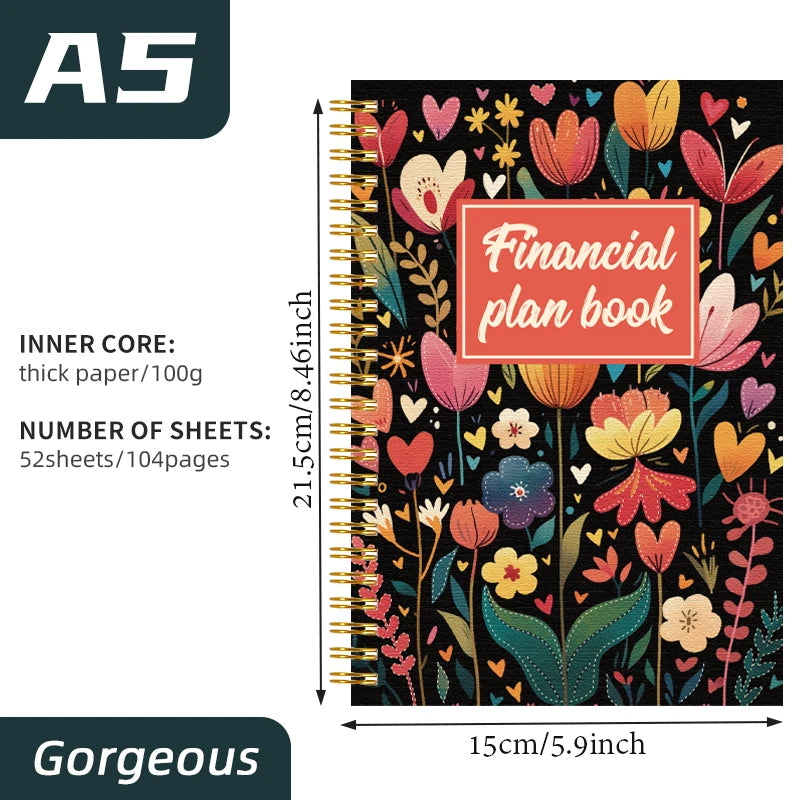 A5 Floral Finance Planner, Aesthetic Savings & Account Book, Helps Build Personal Money Management HabitsA5 Floral Finance Plann Qme 1 book