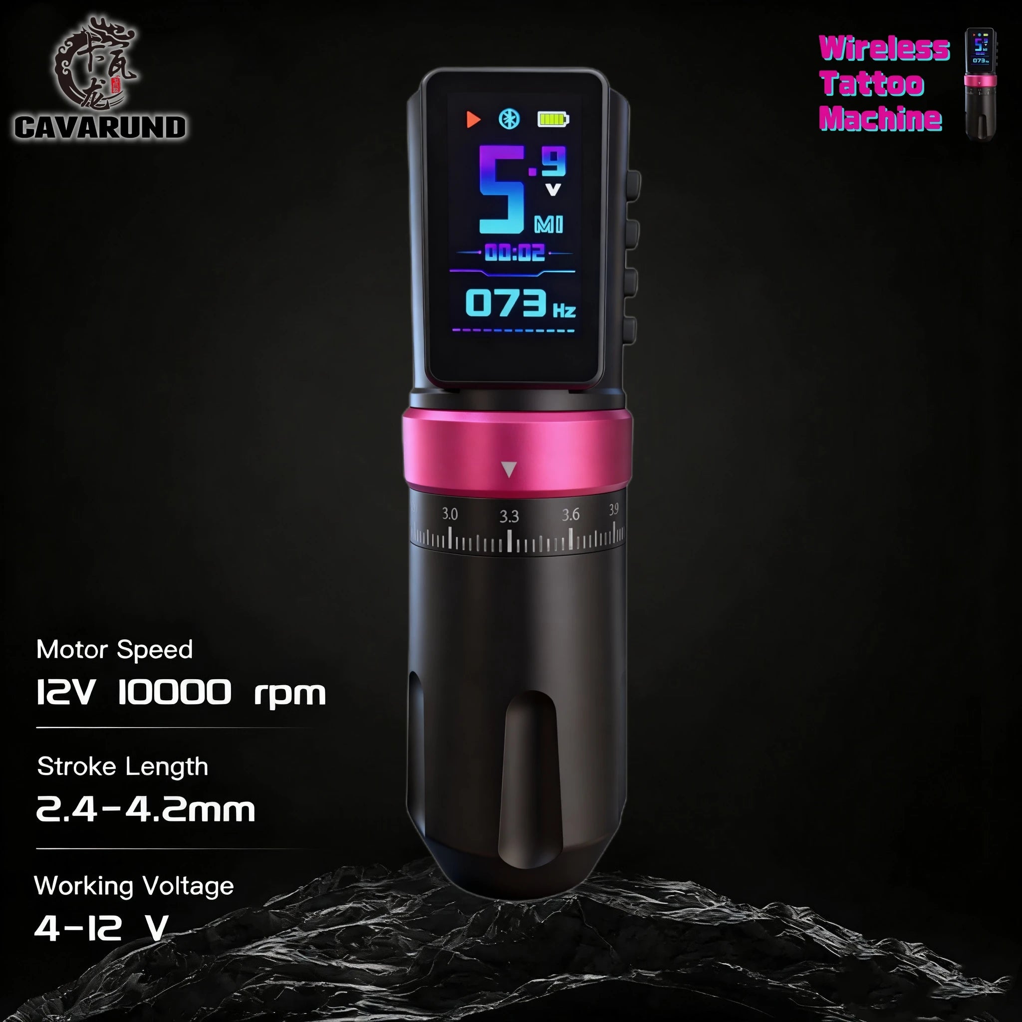 Brand New TANG Wireless Tattoo Machine 2.4mm-4.2mm Adjustable Stroke 37mm Grip Custom Motor 2300mAh Battery Pen Qme