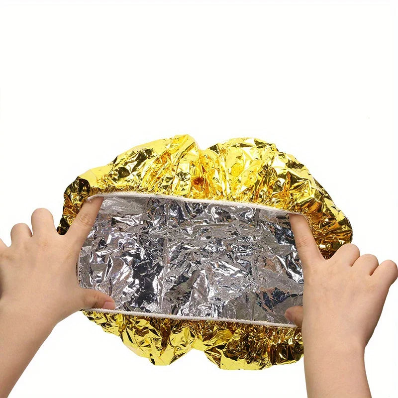 4pcs/1set Reusable Aluminum Foil Deep Conditioning Caps for All Hair Types - Ideal for Coloring & Styling, Salon Quality Qme