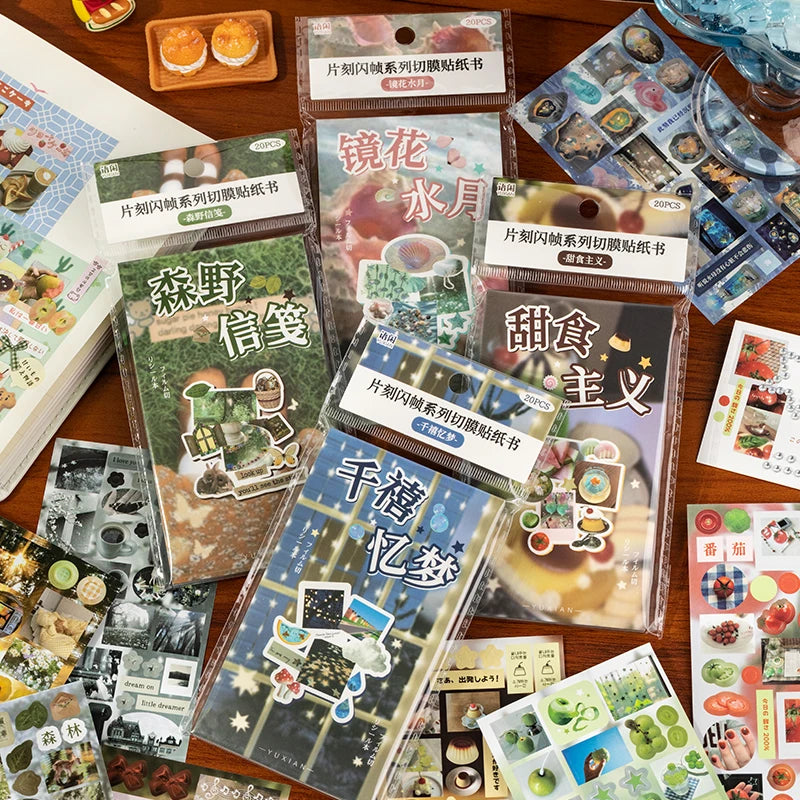 20 Pcs Die cut Stickers book Retro Cartoon Decorative handmade Scrapbooking supplies Diary Sticker Japanese Stationery Stickers Qme