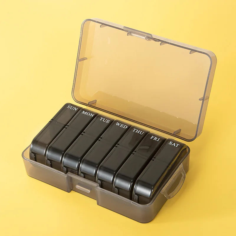7 Days 14 Grids Pill Organizer Portable Weekly AM PM Medicine Case Qme D M