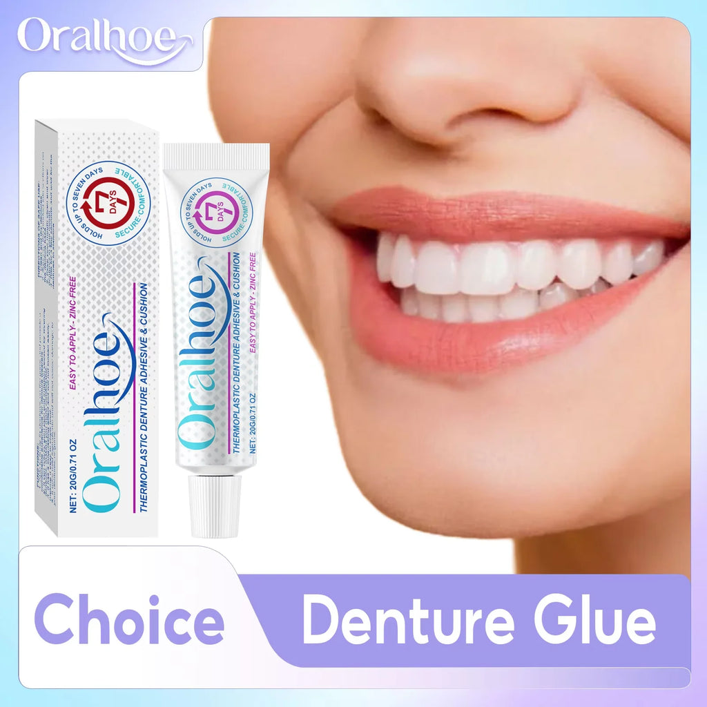 Oralhoe Denture Adhesive Cream Particularly Sturdy False Teeth Glue for Dentures Fixing Prevent Loosen Temporary Dental Adhesive Qme