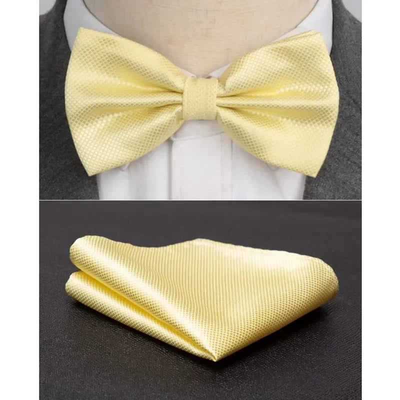 Men Bowtie Cravat Set Solid Fashion Butterfly Party Wedding Bow Ties Girls Formal Dress Tie Mens Bowknot Fashion Accessories Qme YELLOW