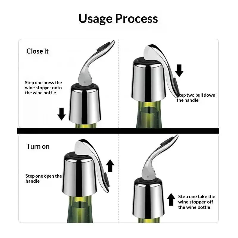 Wine Bottle Stopper Stainless Steel Wine Bottle Plug With Silicone Reusable Vacuum Sealer Bottle Plug Retain Wine Freshnes Qme