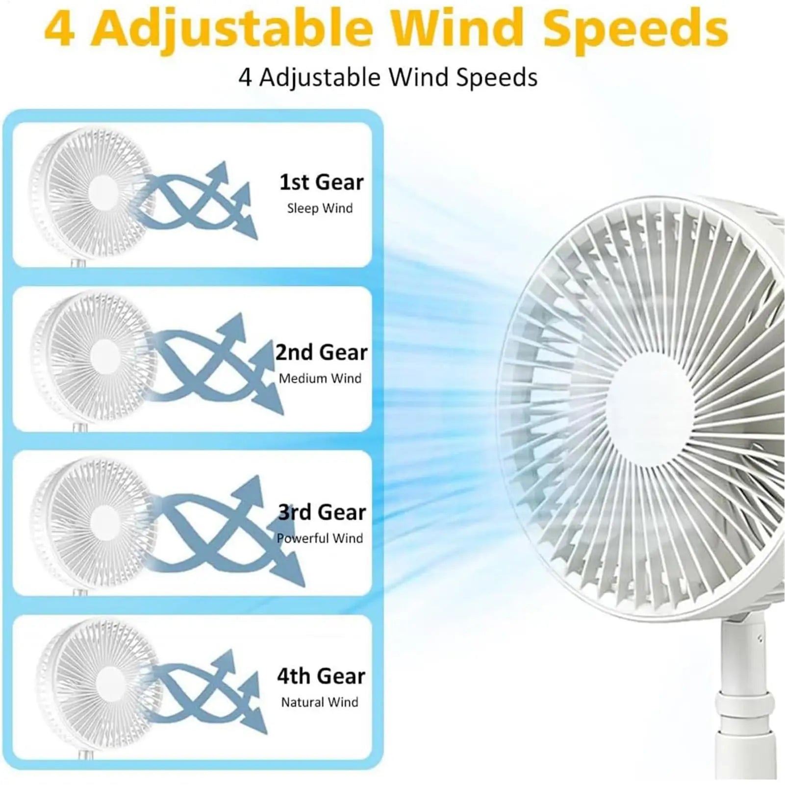 Portable Fan Bedroom 185-Degree Tilt Quiet Blower Silent Foldable Qme