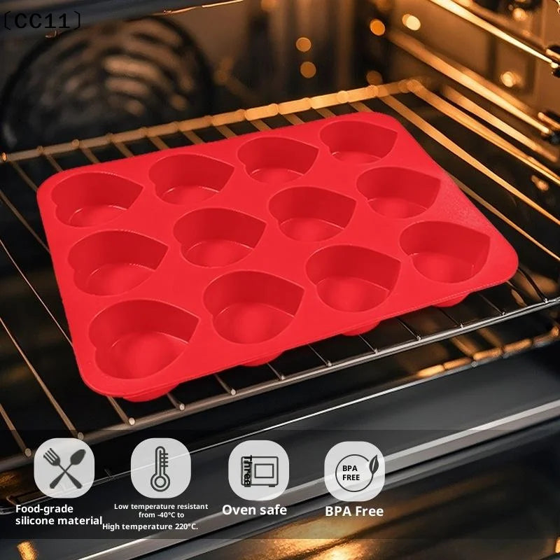 Heart Shaped Chocolate Silicone Baking Molds French Dessert Mousse Qme