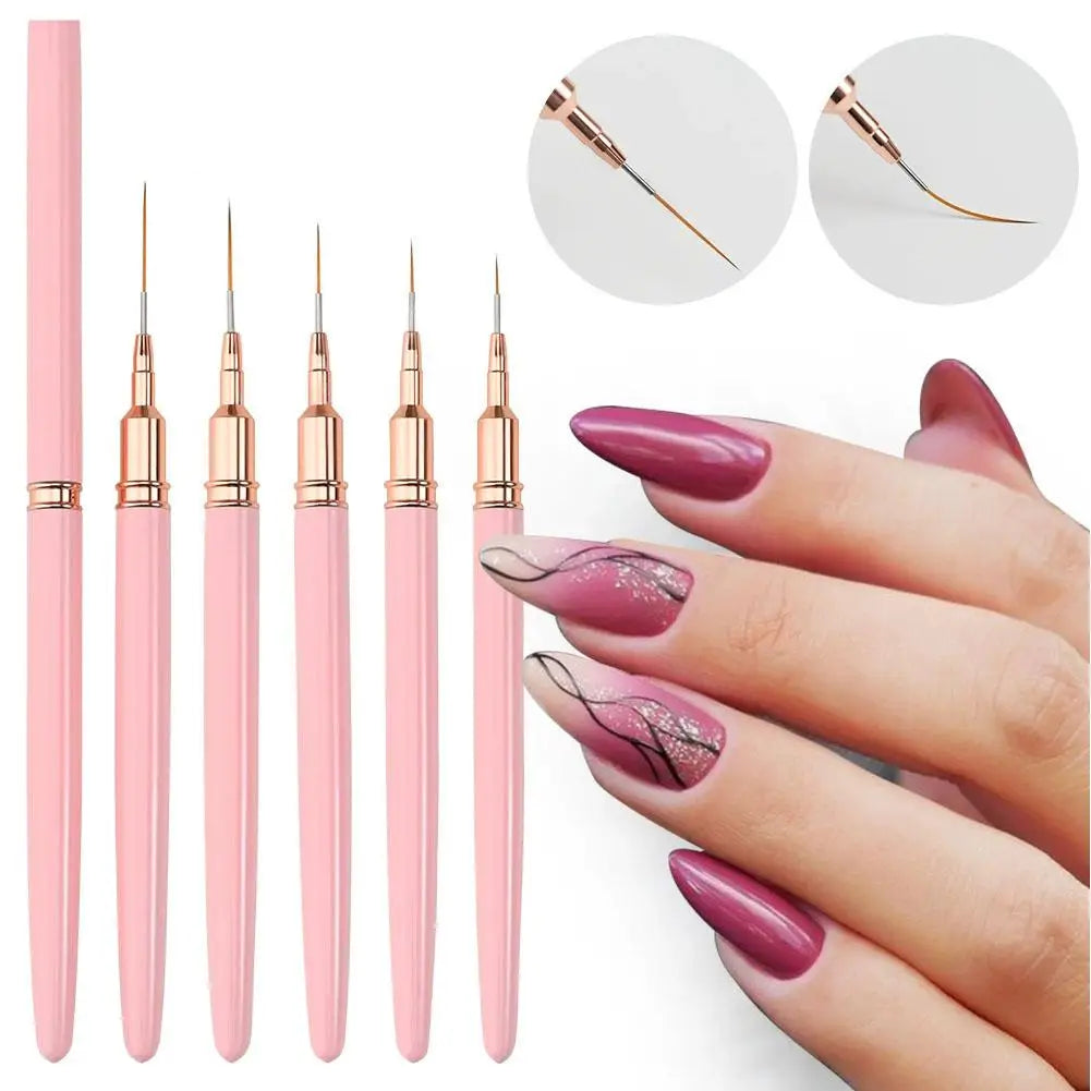 Nail Art Liner Brush UV Gel French Polish Long Lines Painting Drawing Qme