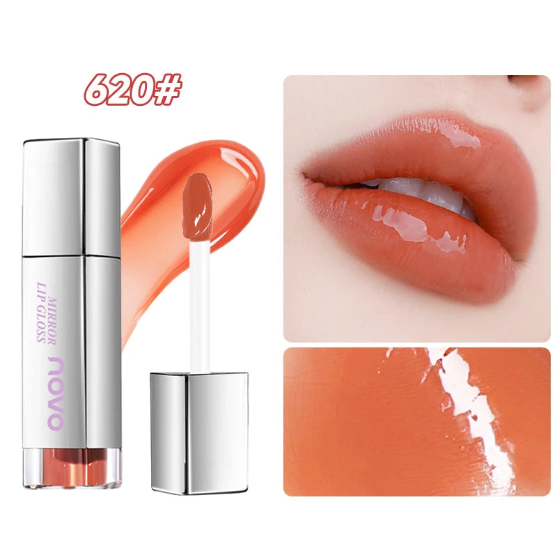 Glossy Lipstick-Lasting Hydrating Lip Gloss, Water Light Mirror Glossy Glass Lip Glaze, Waterproof, Non-Sticky, Non-Stick Cup Qme 620