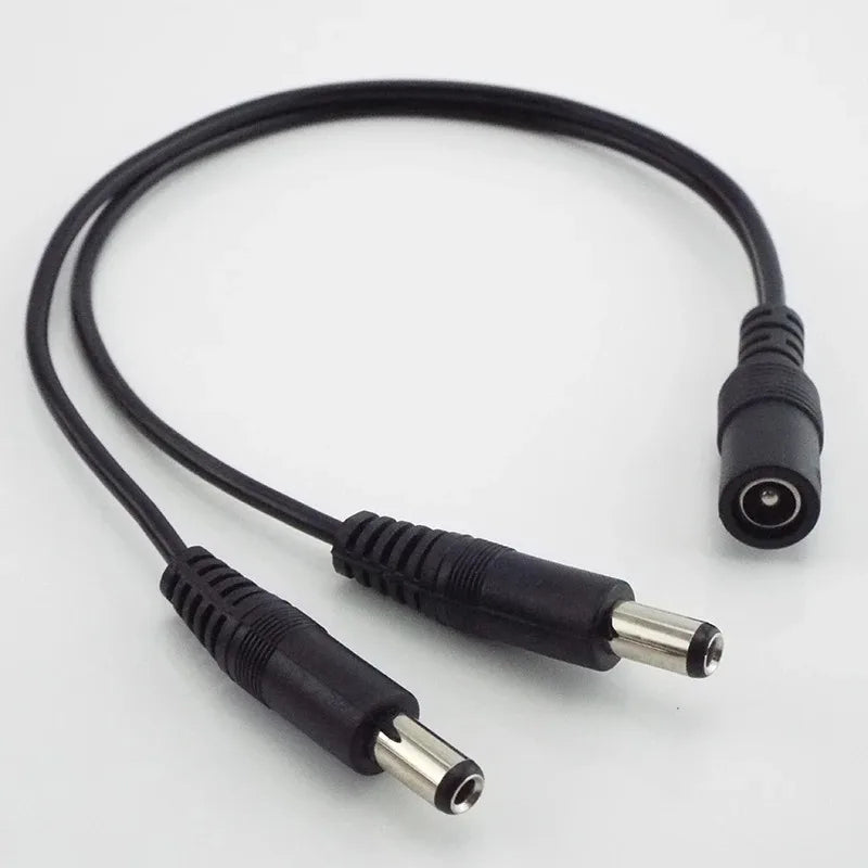 5PCS DC Power Splitter Cable 5.5*2.1mm All Copper DC Power Cord 1 to 2 Split Connector Qme