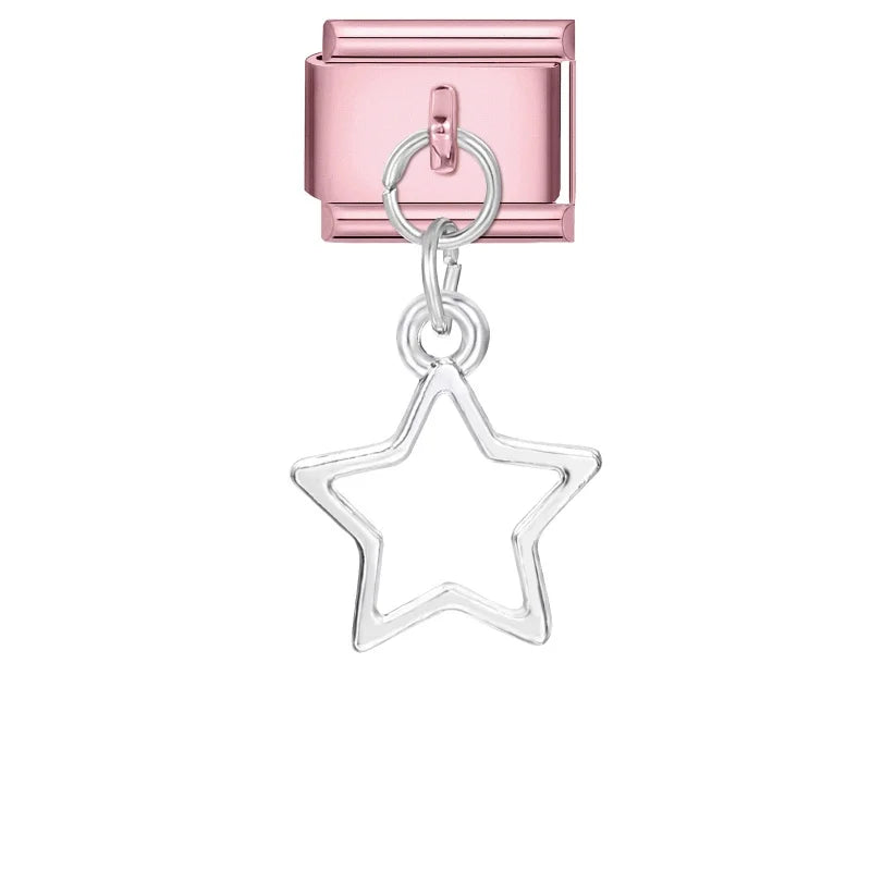 Wholesale Butterfly Bow Stars Love Heart Key Planet Shiny CZ Flower Italian Charms Fit 9mm Stainless Steel Bracelets Jewelrys Qme Style 6