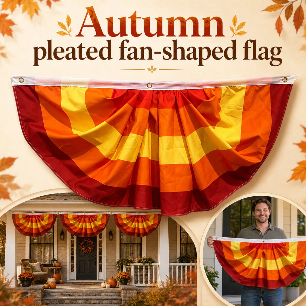 Halloween Pleated Fan-shaped Polyester Flag Hanging Banner for Indoor and Outdoor Garden Yard Decoration Scene Layout Prop Qme