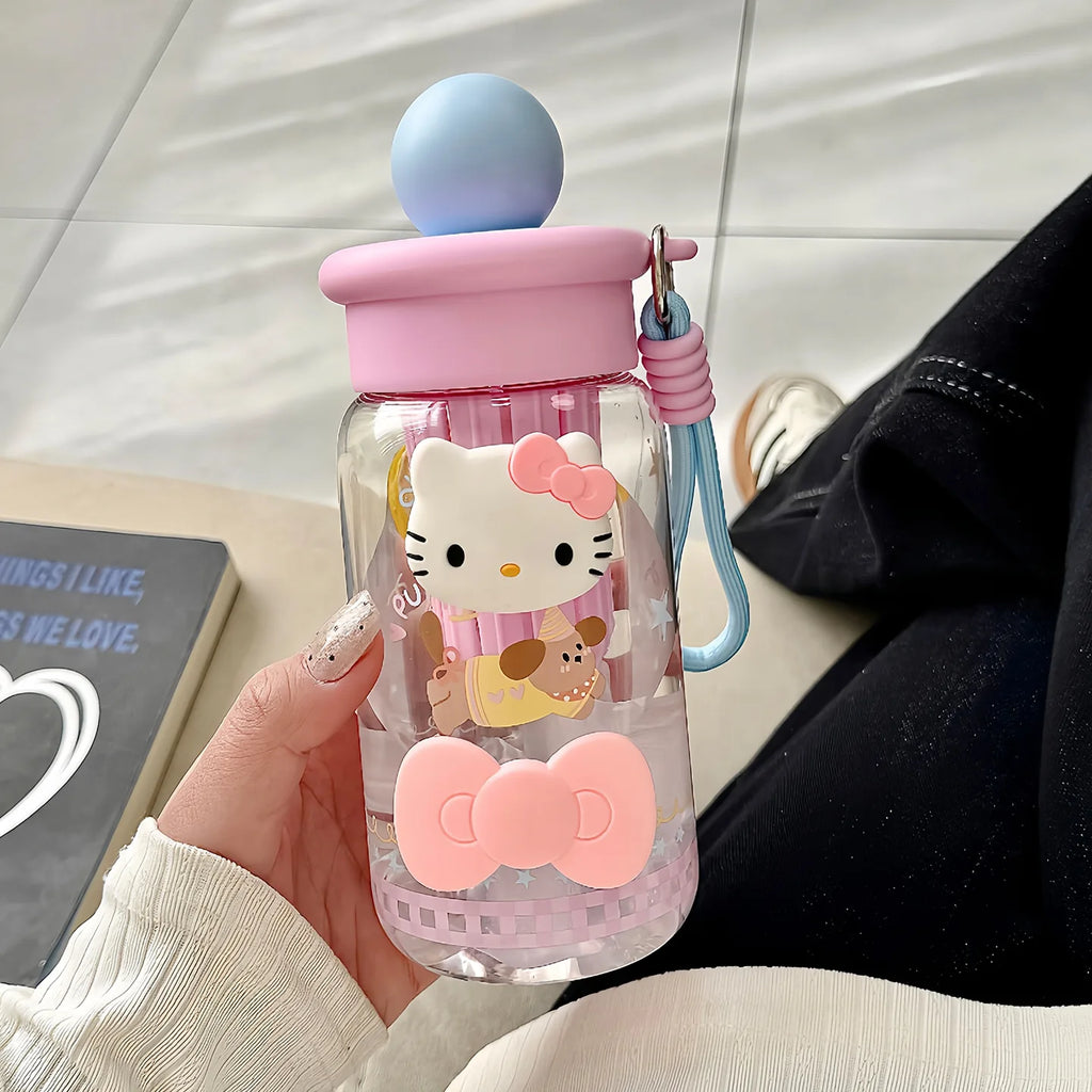 New Hello Kitty Plastic Straw Cup Stylish and Large-Capacity for Girls Portable Summer Tea-Water Separator Cup for Students Qme 2 500ml