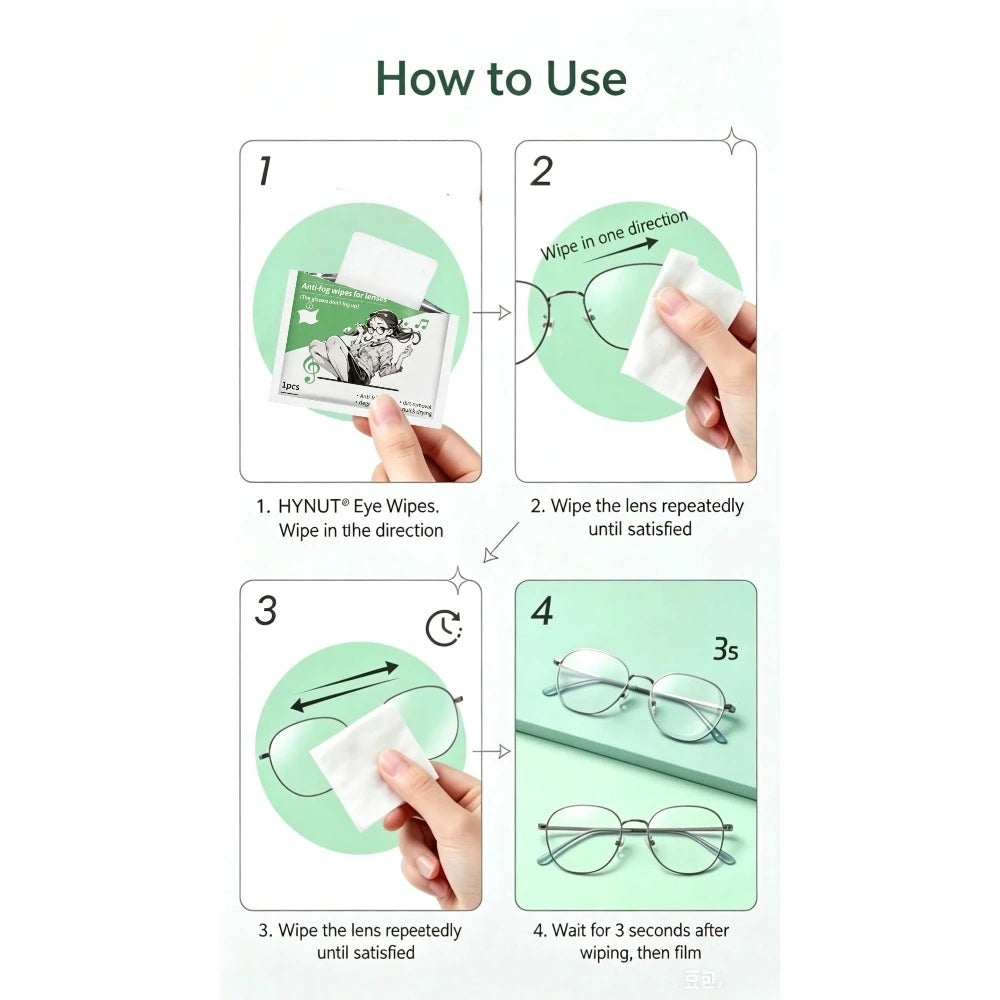 The eyeglass defogging wet wipes quickly dissolve water vapor and effectively block fog, making the lenses clear and not blurry Qme