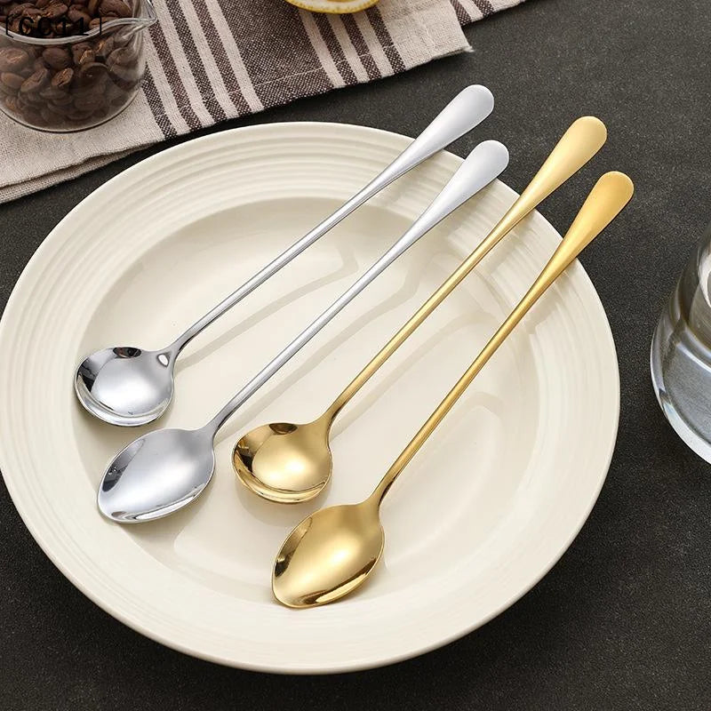 Coffee Spoon Long Handle Ice Cream Dessert Tea Picnic Drinkware Qme
