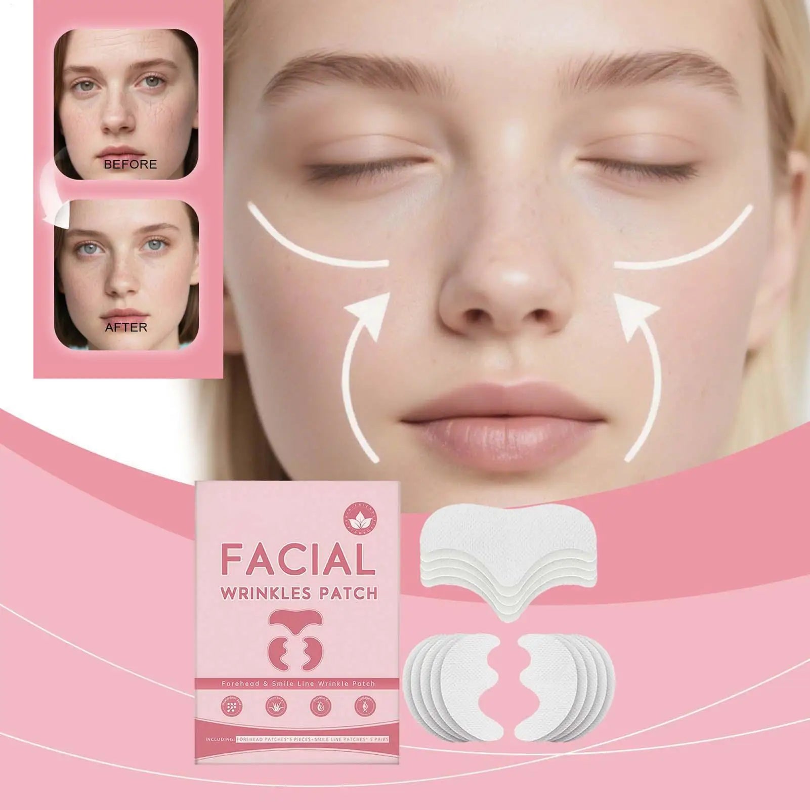 5pcs Forehead Patches 5pcs Smile Line Patches Face Lifting Firming Sticker Wrinkle Removal Patch Anti-Wrinkle Lift Up Tape Qme