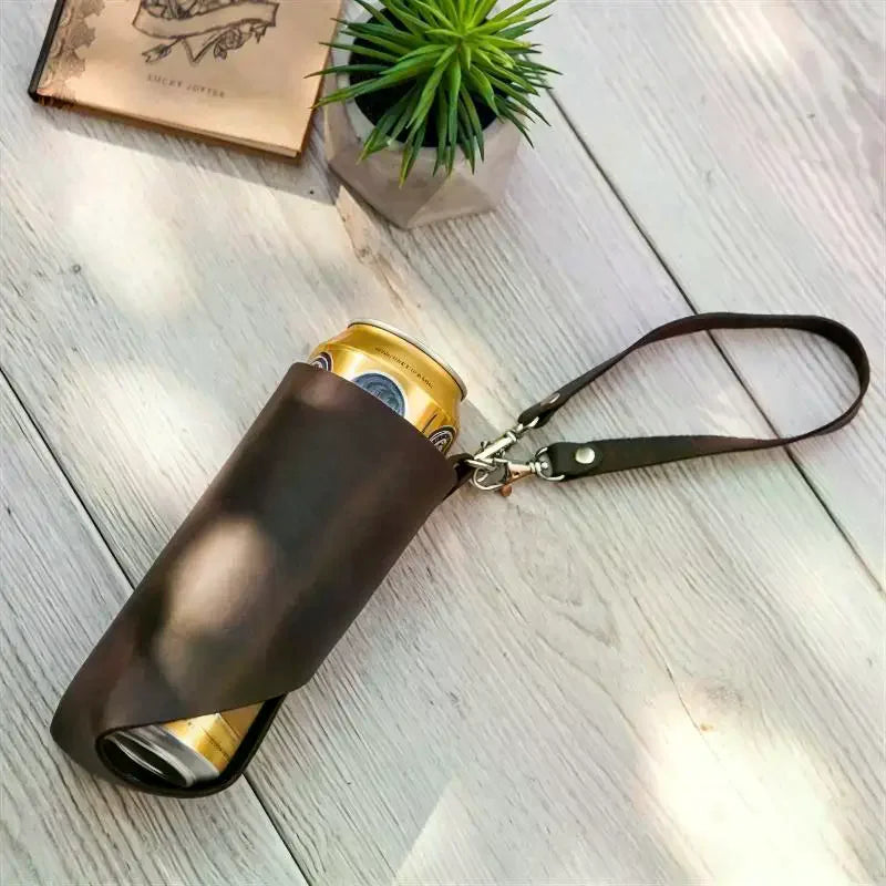 Leather Beer Bottle Waist Portable Beer Belt Bag Handy Wine Bottles Beverage Can Holder Outdoor Drink Can Holder Qme