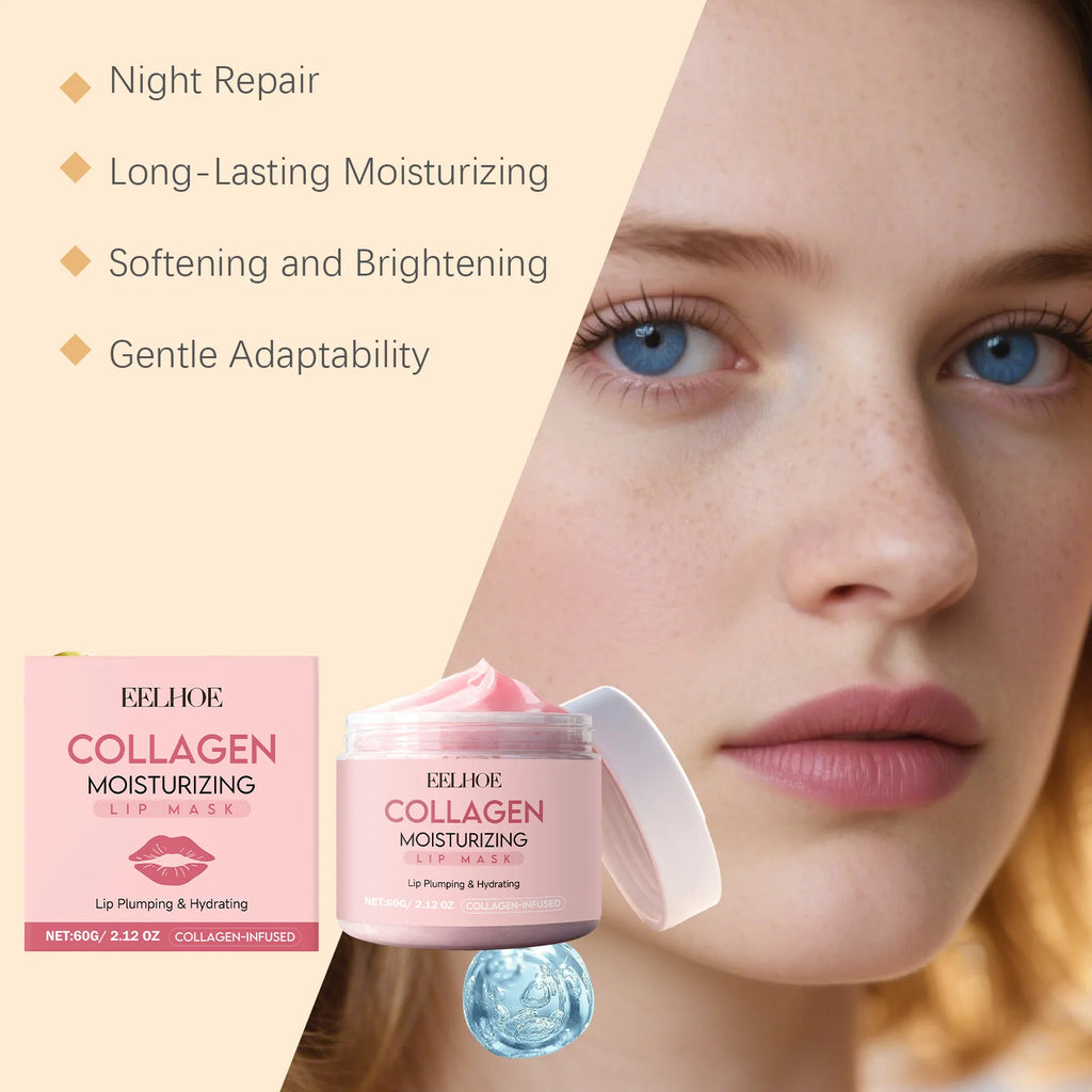 Collagen Lip Mask Overnight Repair Moisturizing Nourishing Treatment for Dry Flaky Lips Women's Lip Care Essential Fade Lip Line Qme