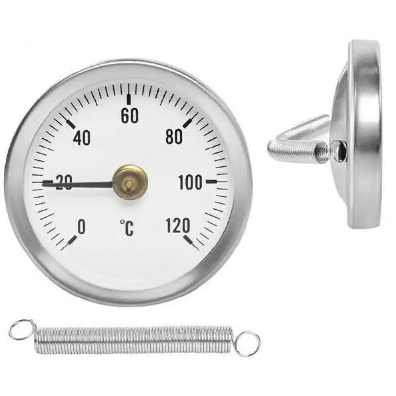 0-120℃ Stainless Steel Clamp-on Tube On Tube Heating Spring 63mm Metal Temperature Temp Gauge Spring Industrial Tool Qme