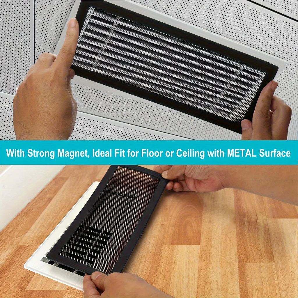 4-Piece Household Magnetic Vent Cover - 4x10 PVC Mesh, Dust and Clutter Resistant, Pest Control, for Ceiling and Floor Vents Qme