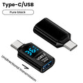 10Gbps USB 3.2 Digital LED Display Adapter USB Male to Type C Converter Fast Charge Data Transmission Adapter For Laptop iPhone Qme black Type C to USB