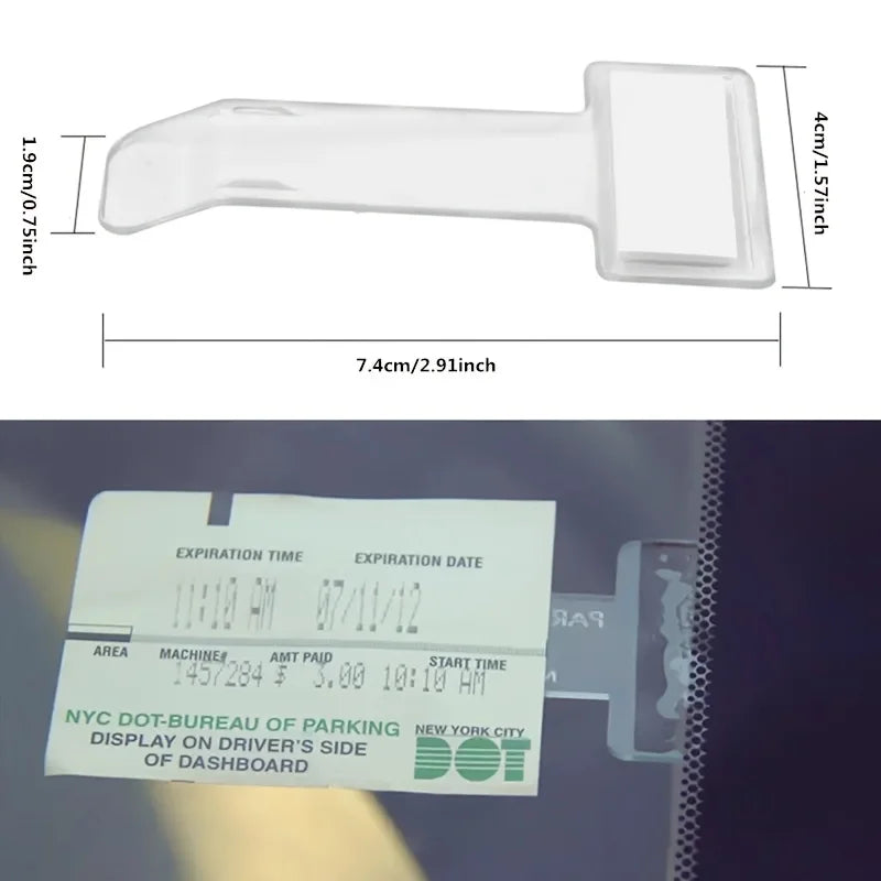 20pcs Transparent Car Window Parking Ticket Holder's Small Tool With Adhesive Pad Qme