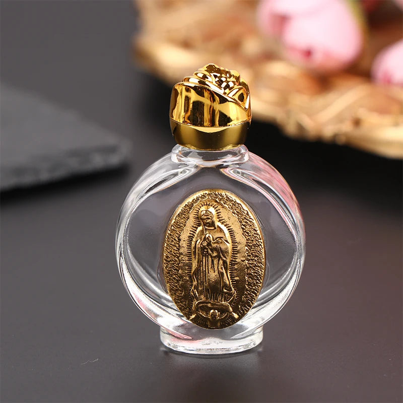 Travel Empty Holy Water Jesus Bottle Christian Baptism Reusable Qme Gold