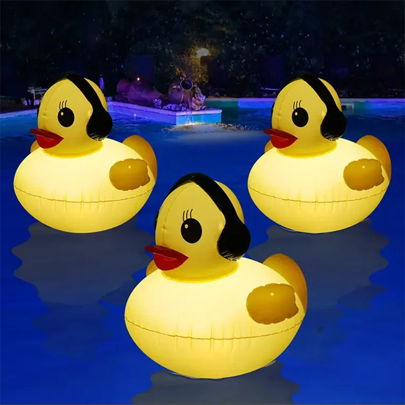 The little duck floating pool light solar RGB PVC inflatable LED pool light is suitable for garden party beach pool decoration Qme