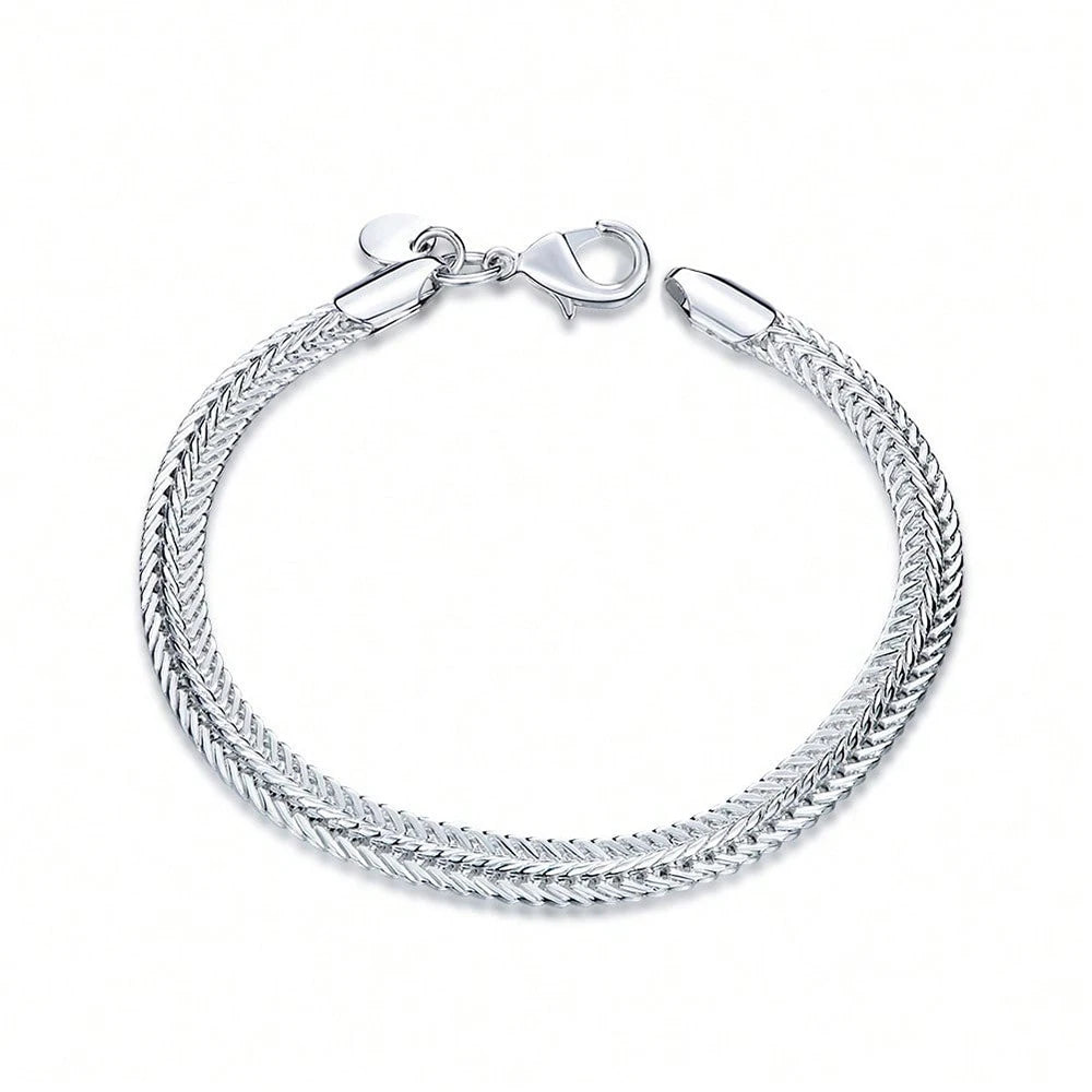925 Sterling Silver Exquisite 6mm Snake Chain Bracelet for Men and Women, Fashionable and Charming Jewelry Qme