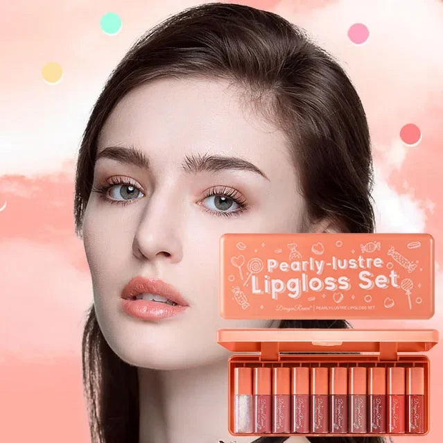 New Mirror Waterlight Lip Gloss Cute Set Waterproof Non-stick Cup Lip Glaze Tint Dyeing Liquid Moisturizing Lipsticks 10 Colors Qme