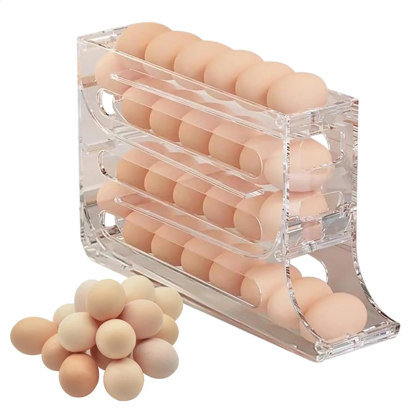 Egg Rack Refrigerator Auto Rolling 4-Layer Fridge Dispenser Qme