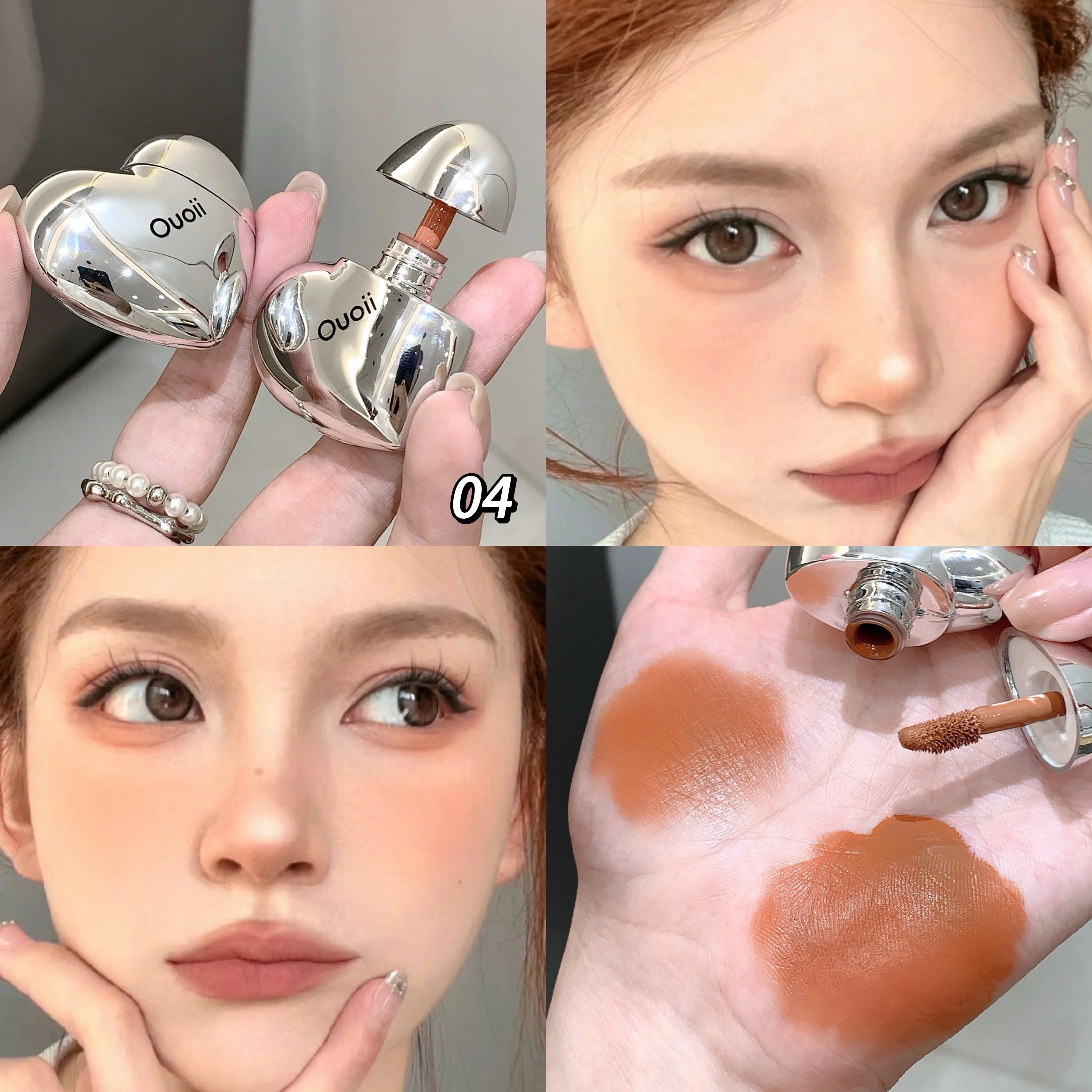 Beautiful Heart Shape Matte Liquid Blush Highly Pigmented Lightweight Qme O13-04