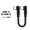 66W 90 Degree Elbow Short USB Type C Fast Charging Cable USB A/C To Type C 0.5m Data Cord For iPhone 15 16 Xiaomi Samsung Huawei Qme CC Black 0.25m