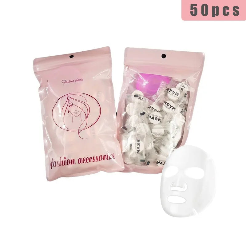 50 pieces of compressed facial mask piece skin care DIY, compressed disposable facial mask skin care facial mask paper tape bowl Qme