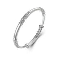 Embossed Flower Silver Plated Bracelet with Adjustable Floral Bangle for Fashionable Women's High-end Jewelry Accessories Qme Silver Plated China Mainland