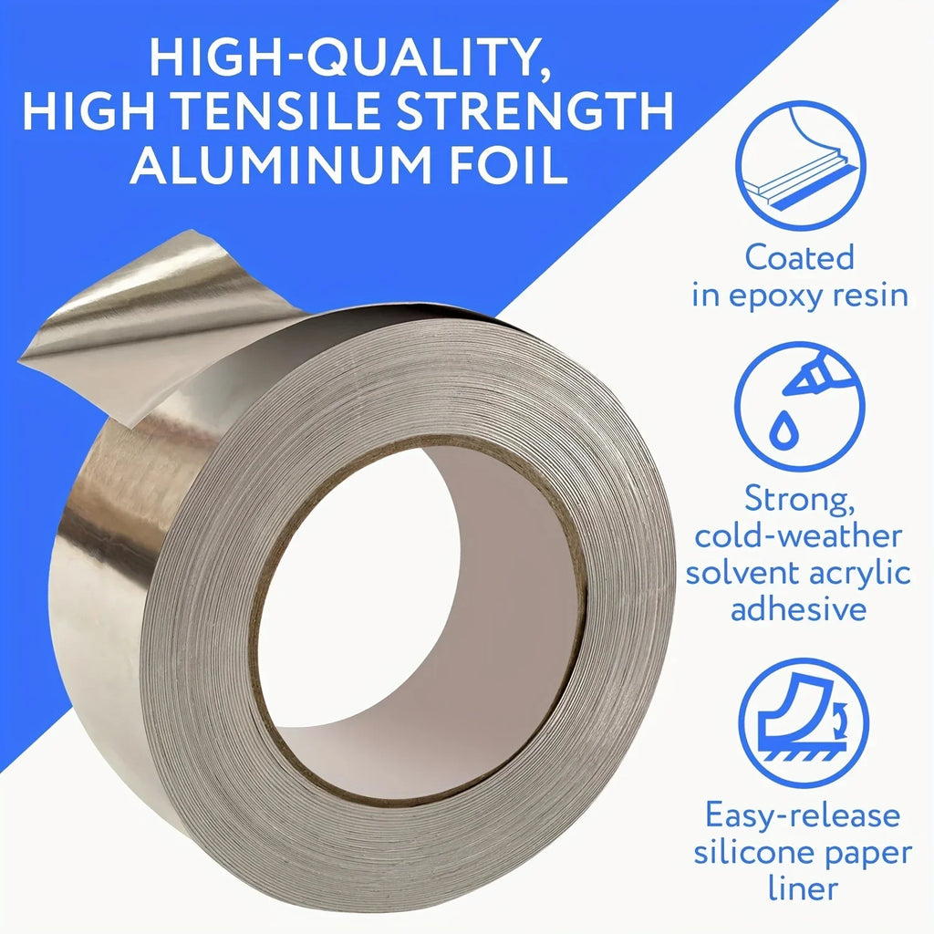 High Temperature Resistant Aluminum Foil Tape 0.1mm Thick Smoke Exhaust Pipe Sealing Kitchen Insulation Aluminum Foil Tape Qme