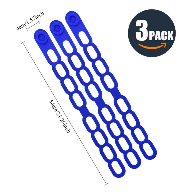 Reusable Silicone Elastic-Bands 3Pcs Pot-Lid Strap Holder Multipurpose for Clay-Pots Bowls Lunch Box Curtain Use Qme 3Pcs Blue