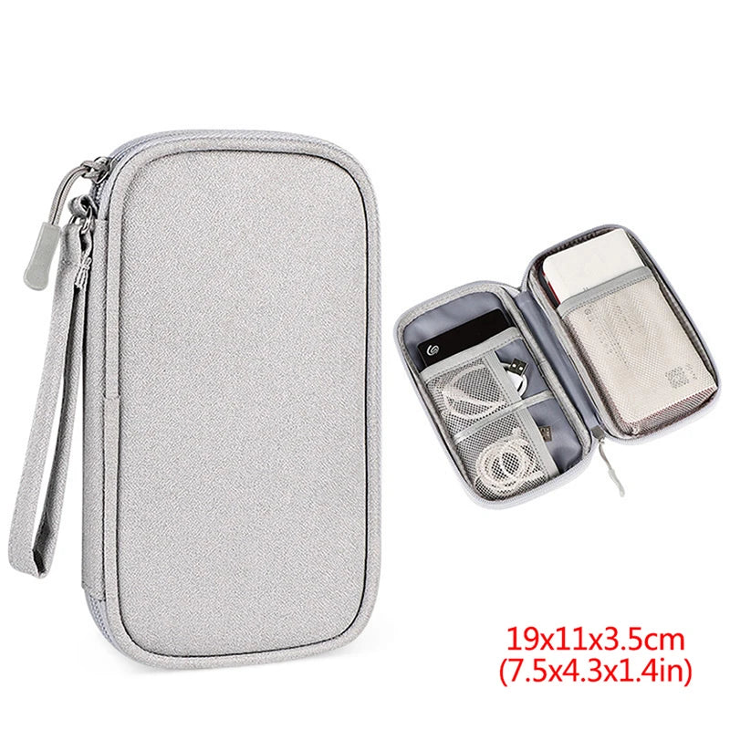 Storage Bag Cord Charger Power Hard Drive Electronic Digital USB Case Qme Gray