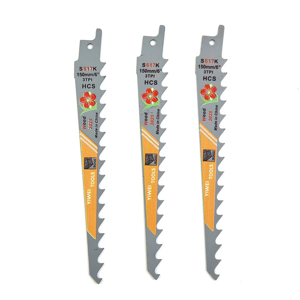 3Pcs 150mm 3 TPI HCS Reciprocating Saw Blades Saber Saw Handsaw Multi For Wood Metal PVC Tube Cutting Saw Blades Tools Qme