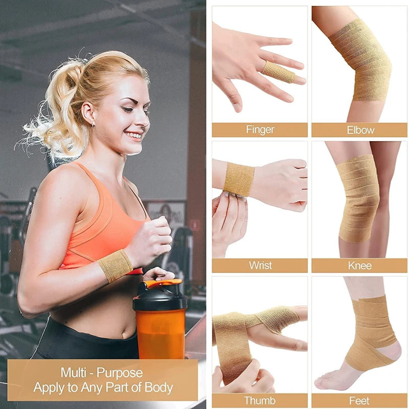 24pcs Bandage Tape Self Adhesive Elastic Bandage Wrap Elastoplast for Knee Support Pads Finger Ankle Palm Shoulder tattoo Qme