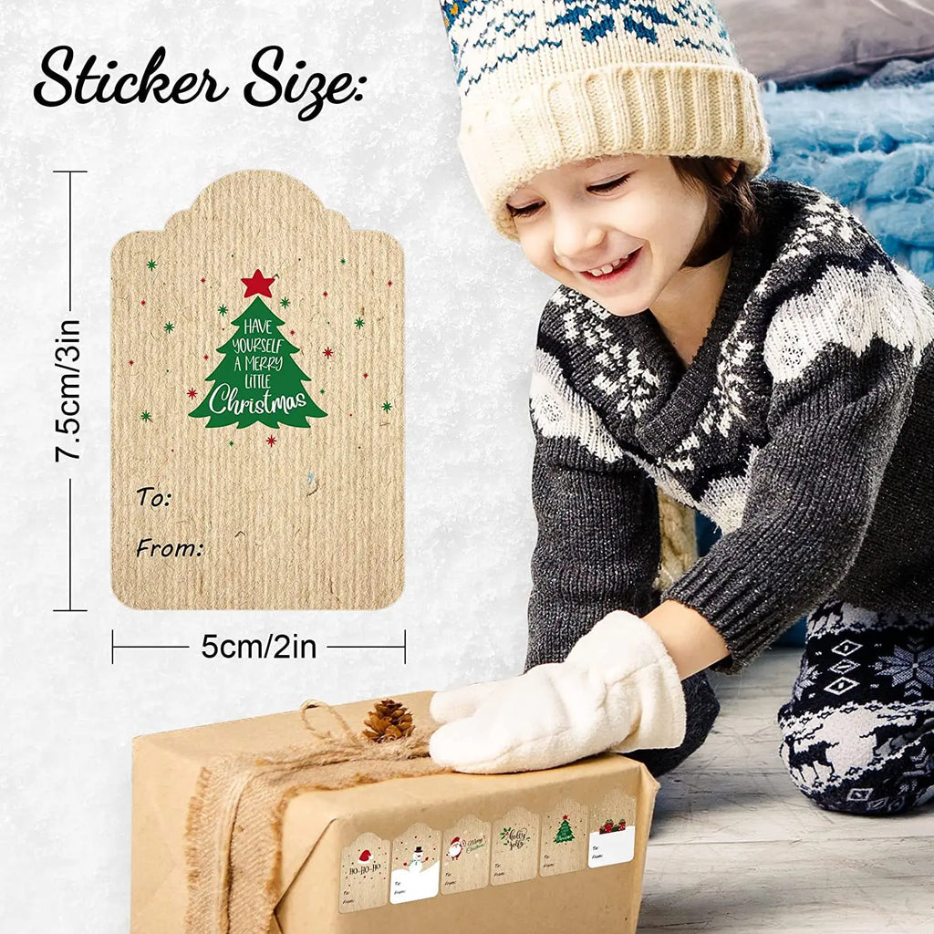 Christmas Roll Stickers Self-adhesive Label Decals 6 Patterns Qme