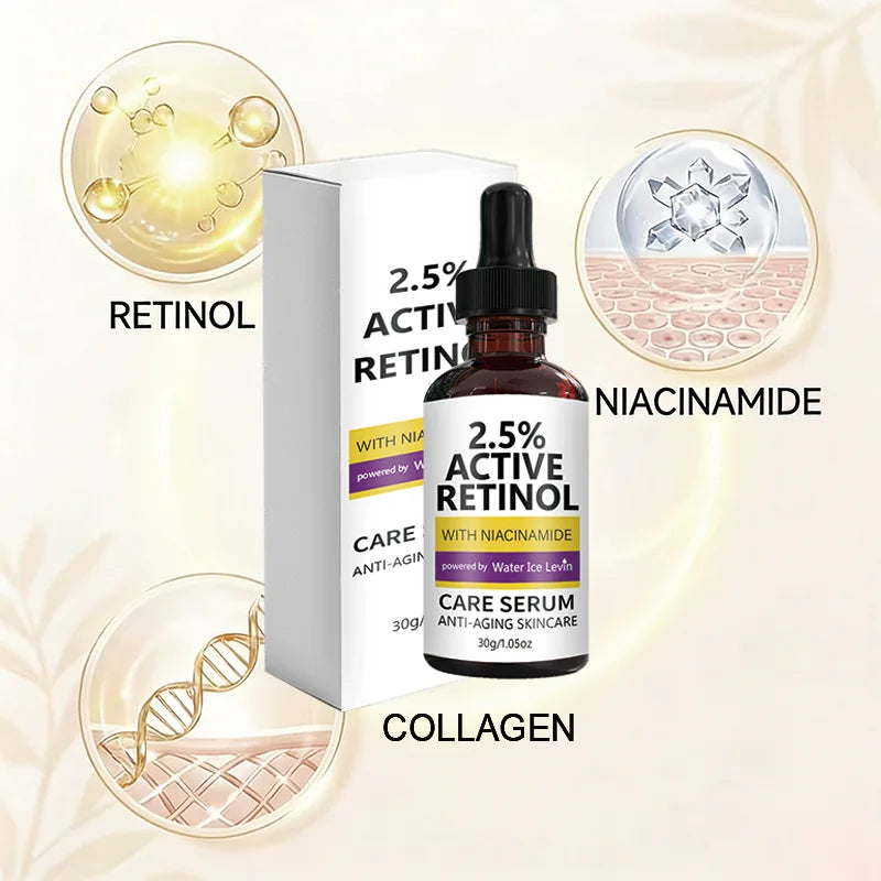 2.5% Retinol Anti-Aging Serum with Niacinamide - Firming, Brightening, Hyaluronic Acid Infused for Youthful Skin Qme