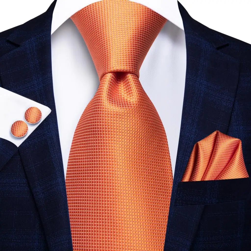 Hi-tie Designer Tie Men Orange Grey Paisley 2023 Fashion Silk Wedding Qme 0266