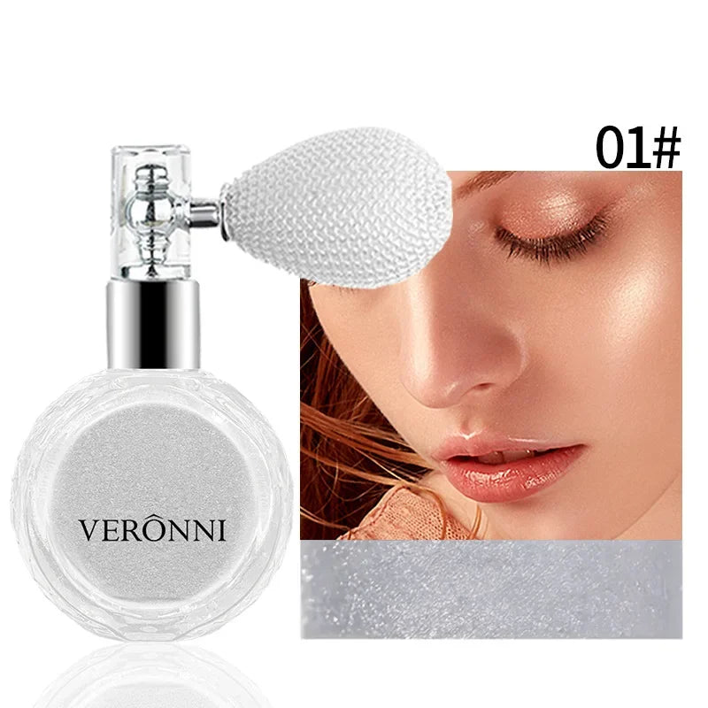Airbag Shimmer Highlight Powder Spray Waterproof High Gloss Glitter Body Bronzer Highlight Contour Blush for Brightening Makeup Qme 01