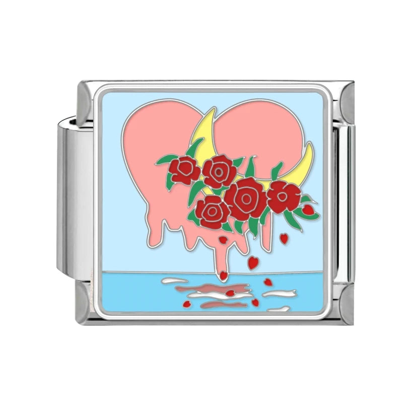 Y2K Colored Street View Flower Cute Cat Italian Charm Link Fit 9mm Stainless Steel Module Women Bracelet DIY Making Jewelry Gift Qme Style 29