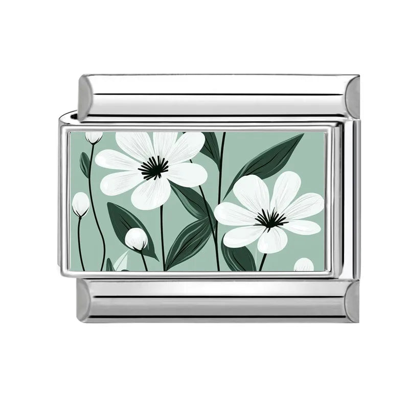 Fashion Iris Hyacinth Sunflower Daisy Flowers Series Italian Charm