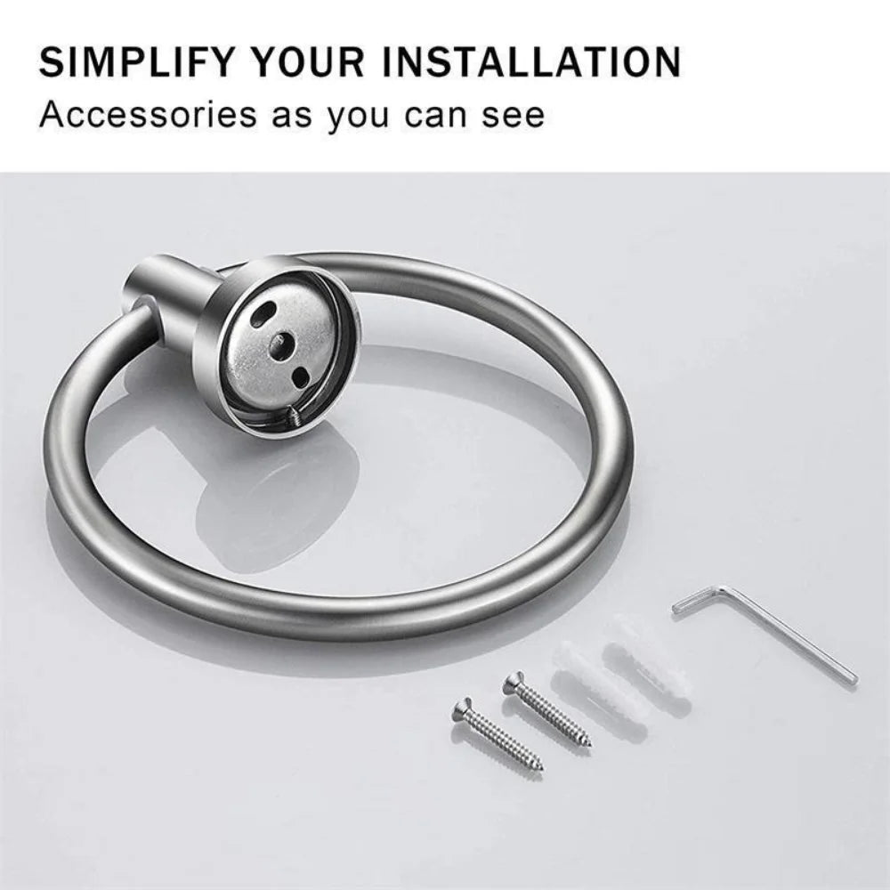 Silver Towel Ring, Semi-Circular Stainless Steel Towel Ring, Towel Holder, Wall Mounted Towel Ring Qme
