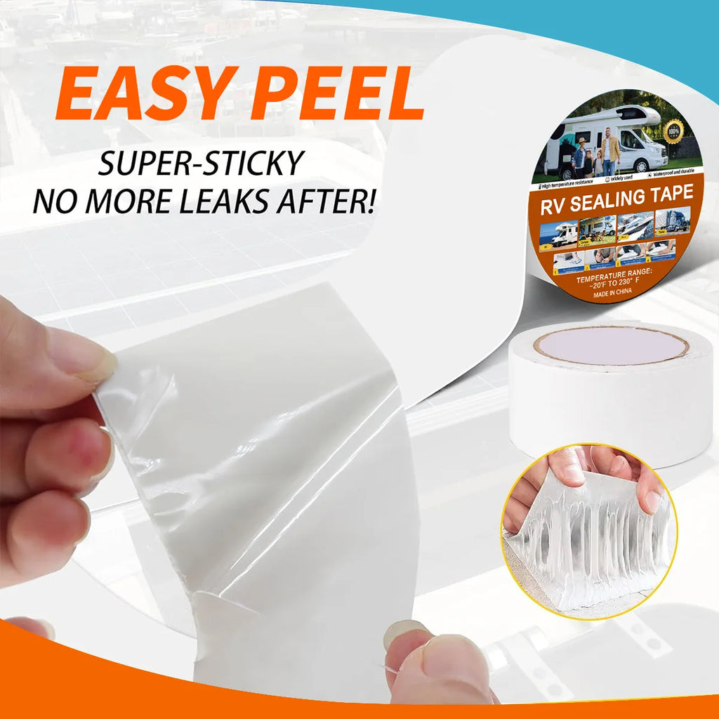 RV Sealant Tape White Waterproof Seal Tape - Weatherproof Sealant Roofing Tape for Roof Repair Camper Trailer Boat Sealing Leak Qme