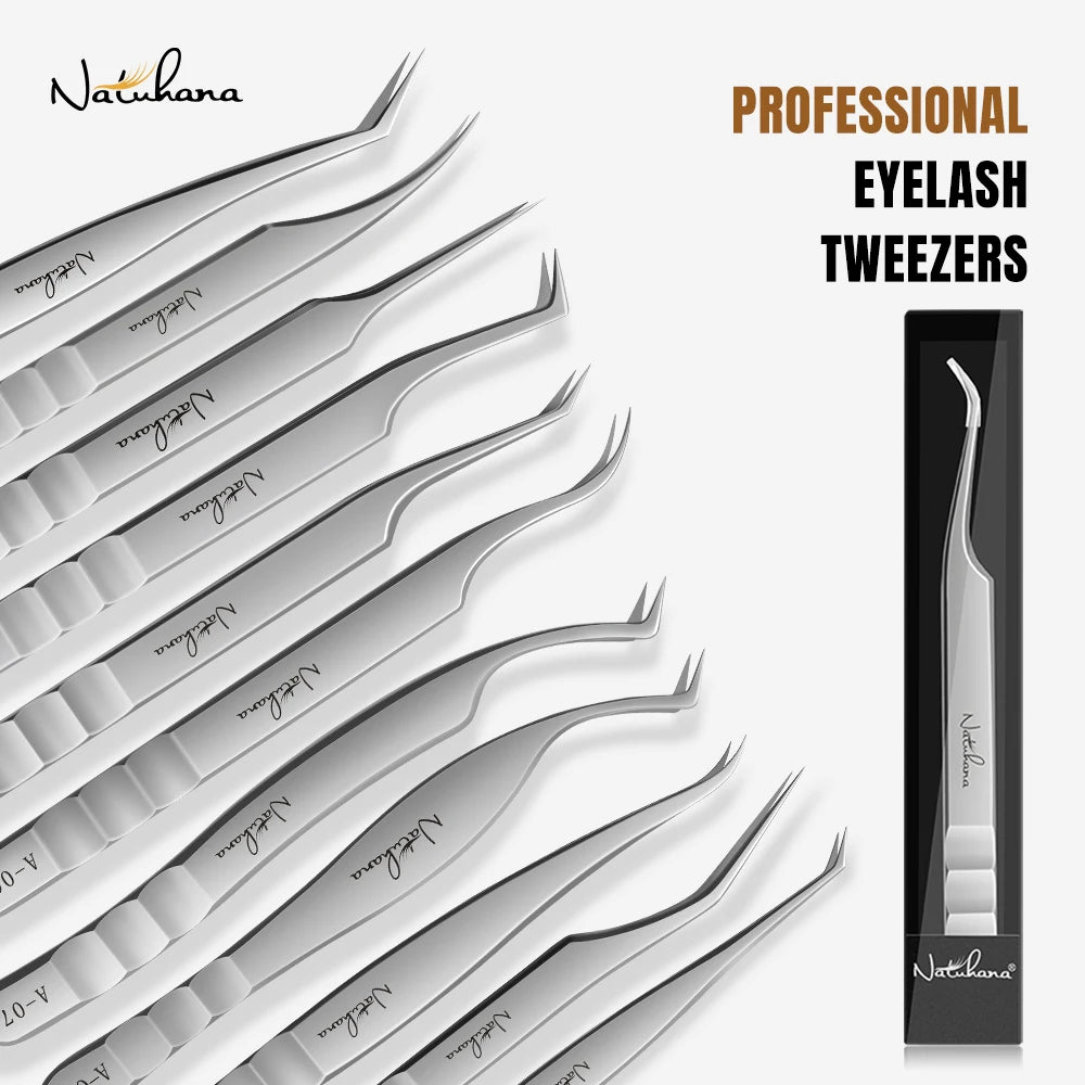NATUHANA Anti-static Lash Tweezers Precision Stainless Steel Eyelash Qme