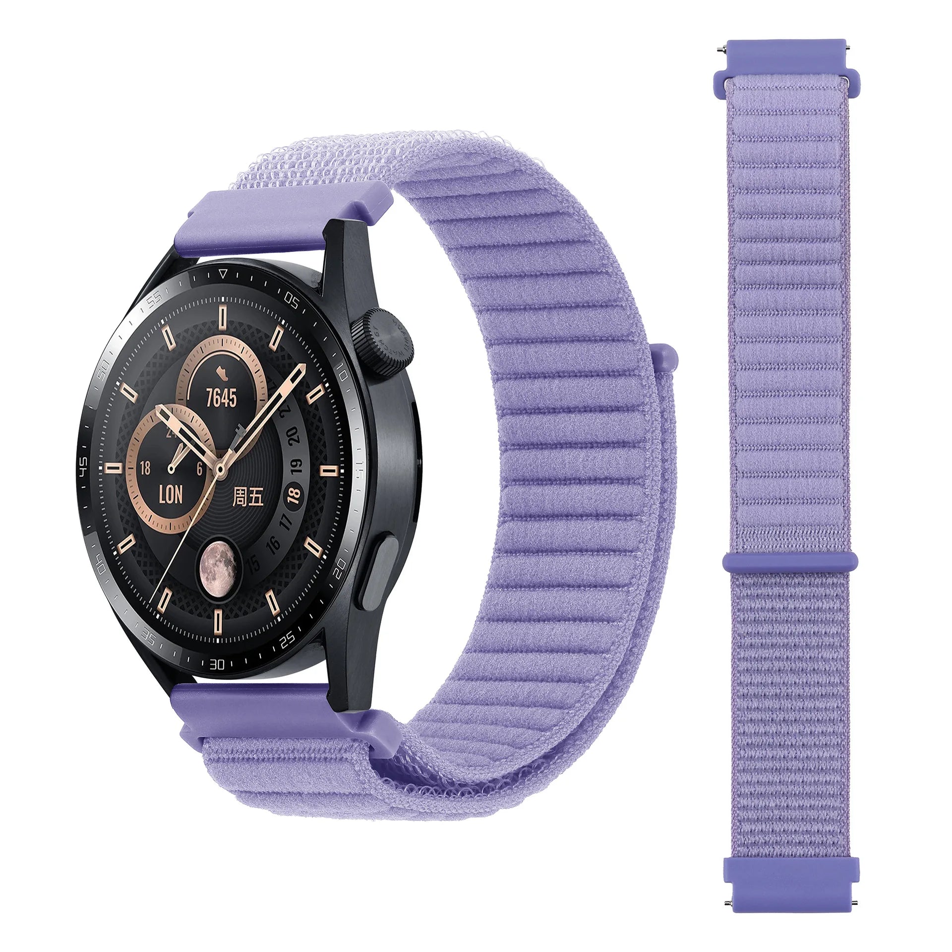 A The new Velcro breathable Unisex Replacement unisex nylon strap For Samsung Garmin and Huawei watches Qme lilac 20mm