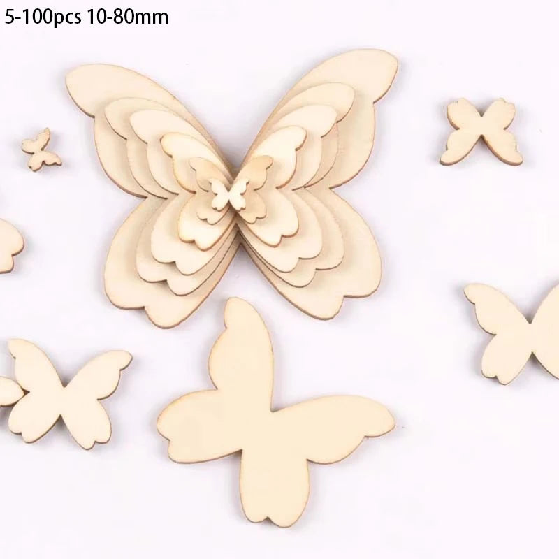 Mixed Butterfly Wood Slices DIY Crafts Handmade Accessories Unfinished Wooden Charms Pendant Home Decor Arts 10-80mm M1963 Qme